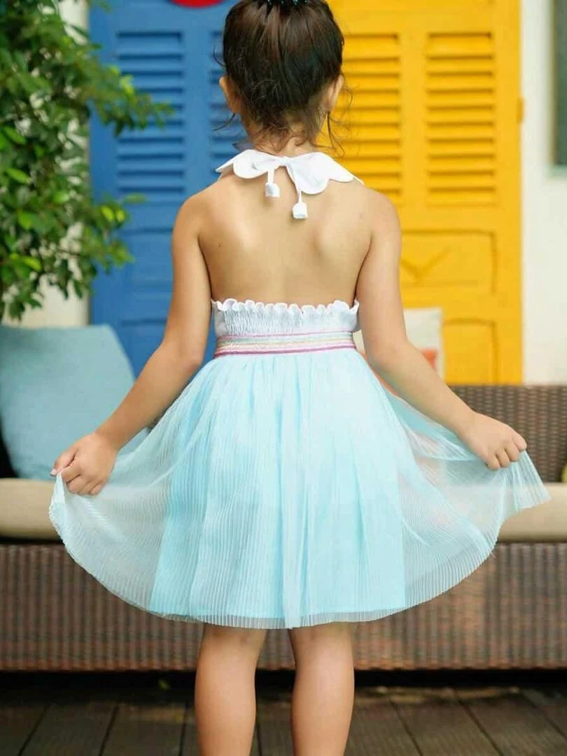 Jupe Qui Tourne Fille Voile Bleu Clair CLOCHETTE 'LA FAUTE A VOLTAIRE' Bleu