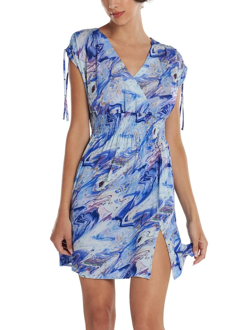 Robe estivale manches courtes Indonesia Bleu