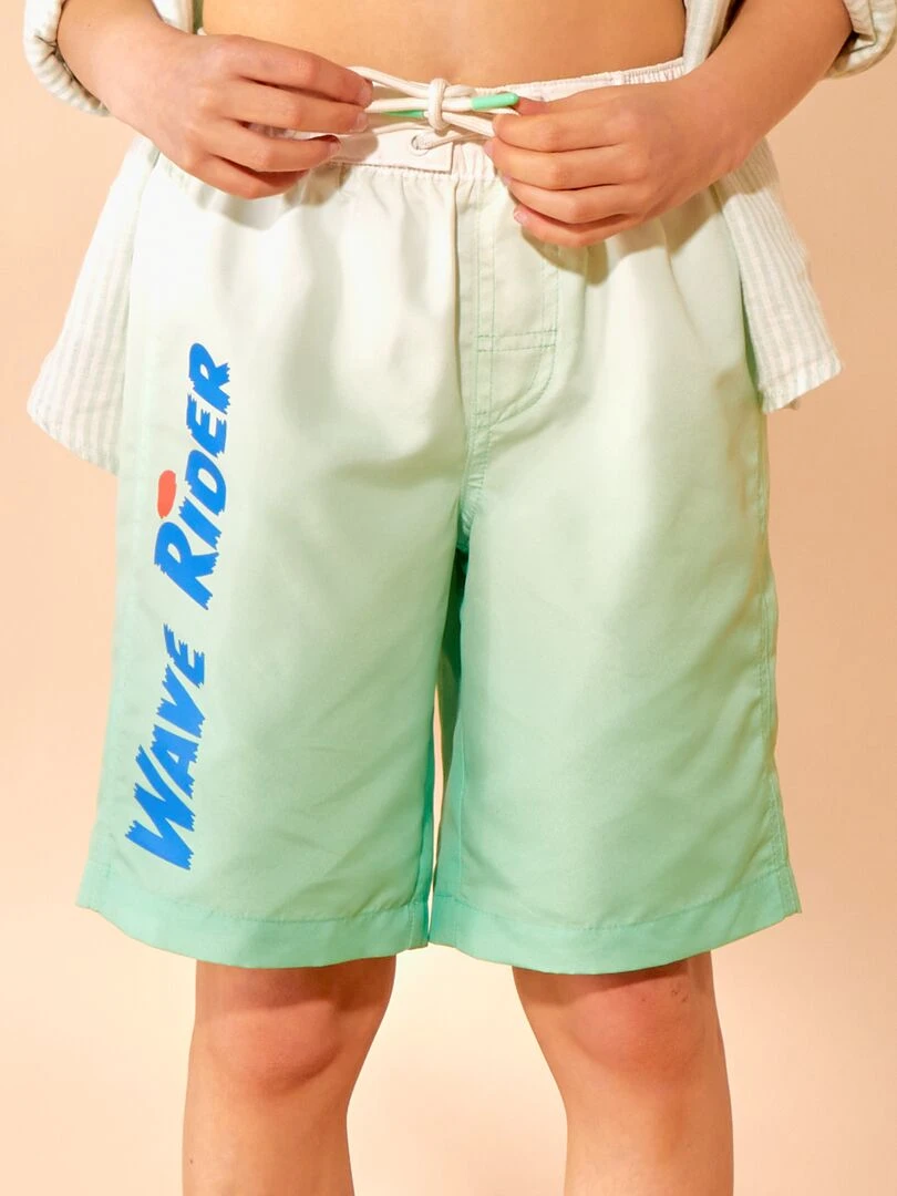 Short de bain long   Vert tie and dye