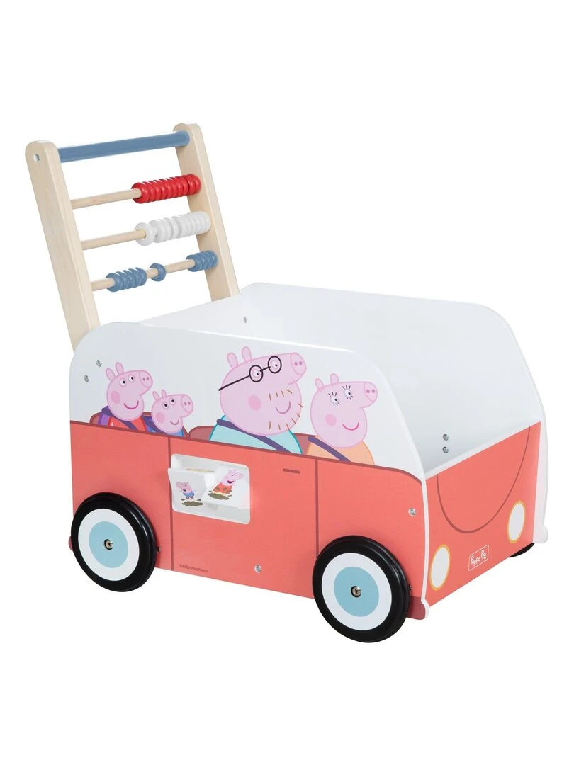 ROBA Chariot Enfant en Forme de Bus 'Peppa Pig' Abaque et Éléments à Tourner Rose Motif Cochon Blanc Rose