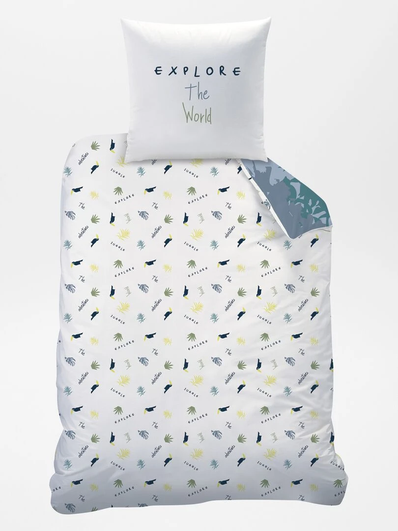 Parure de lit 1 personne réversible   Bleu