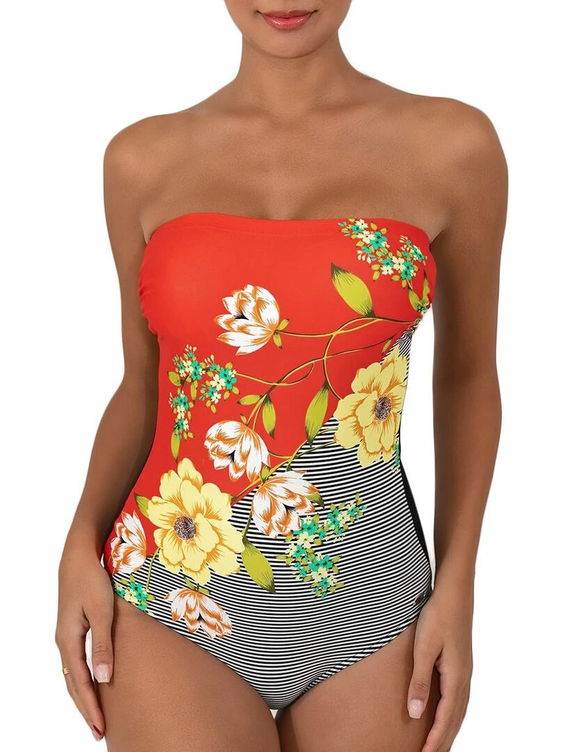 Maillot de bain 1 pièce coupe bustier Vip Orange