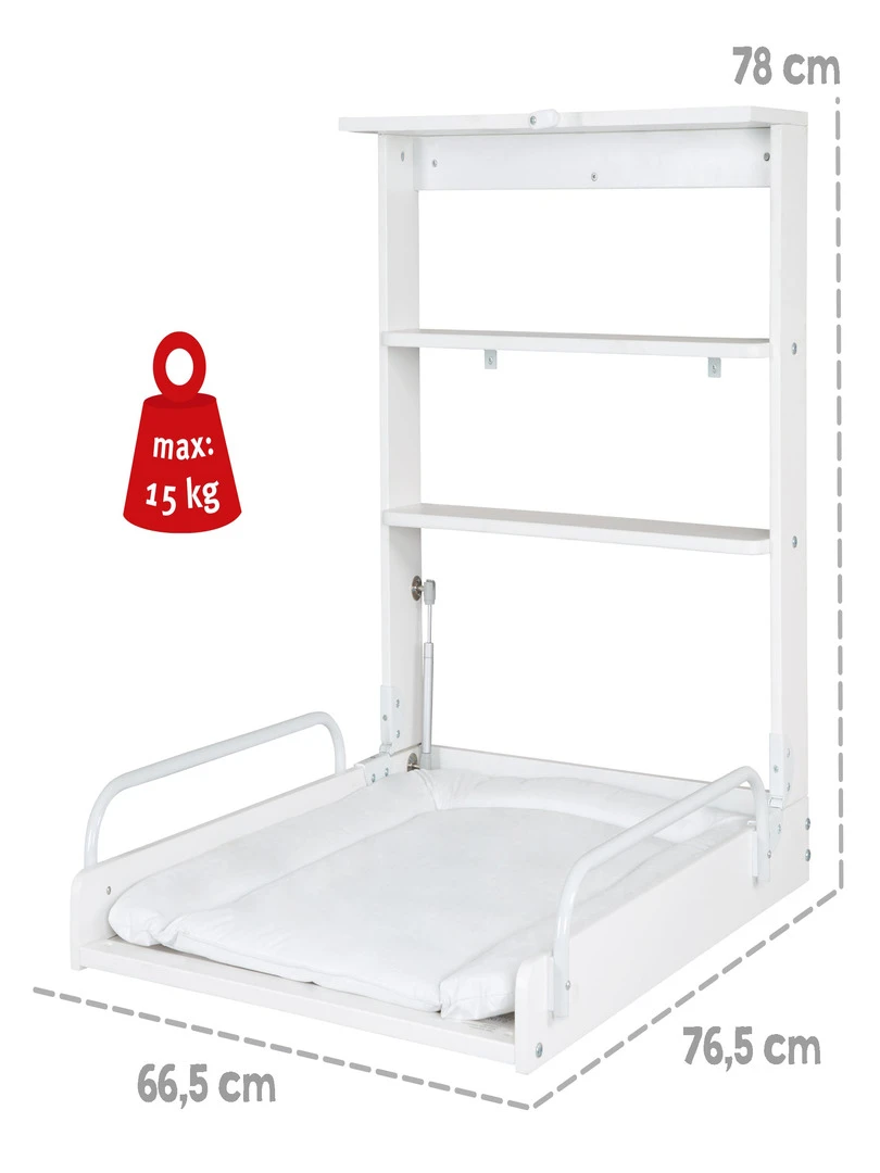 ROBA Table À Langer Murale + Matelas À Langer   Blanc   Blanc