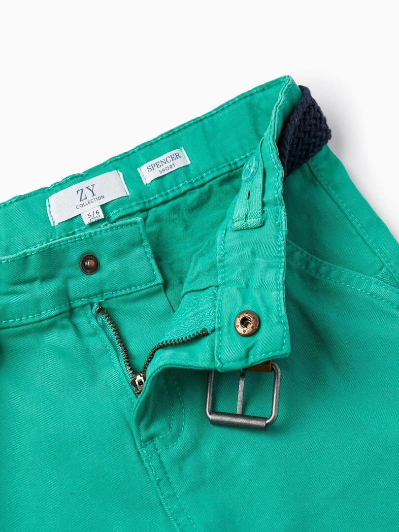 Short Chino En Sergé Avec Ceinture Pour Garçon  MATISSE   Vert