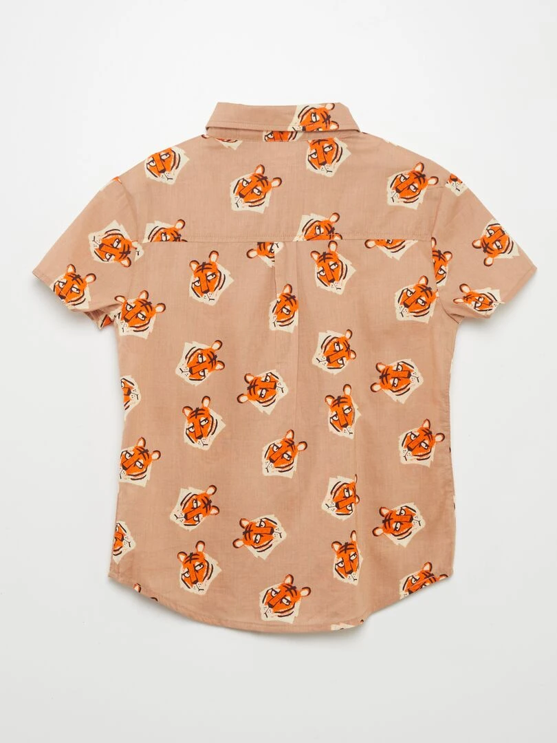 Chemise à manches courtes avec imprimé   Marron
