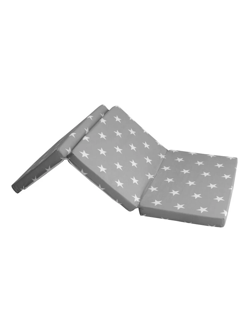 ROBA Matelas de Voyage Little Stars 60 x 120 cm Pliable + Sac de Transport   Gris Blanc
