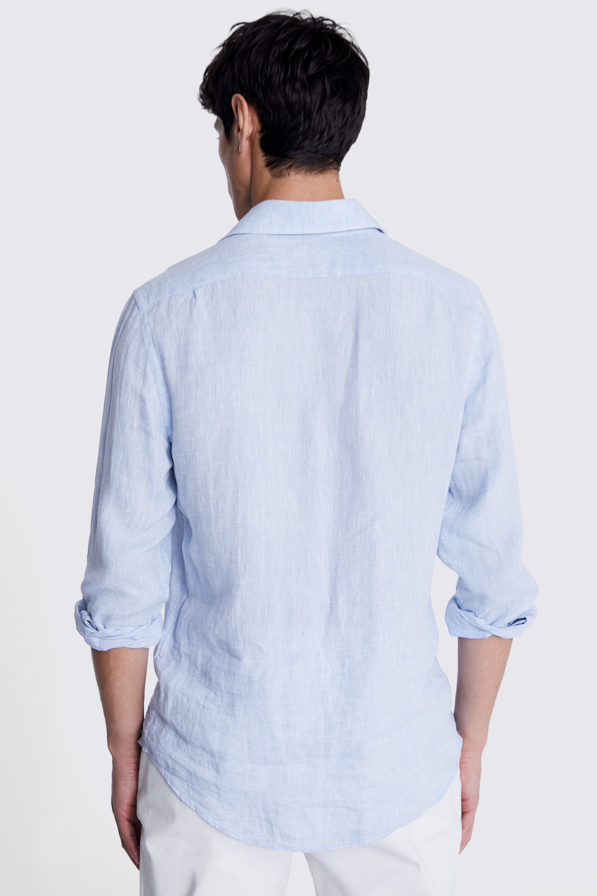 Tailored Fit Sky Linen Shirt   Buy Online at Moss