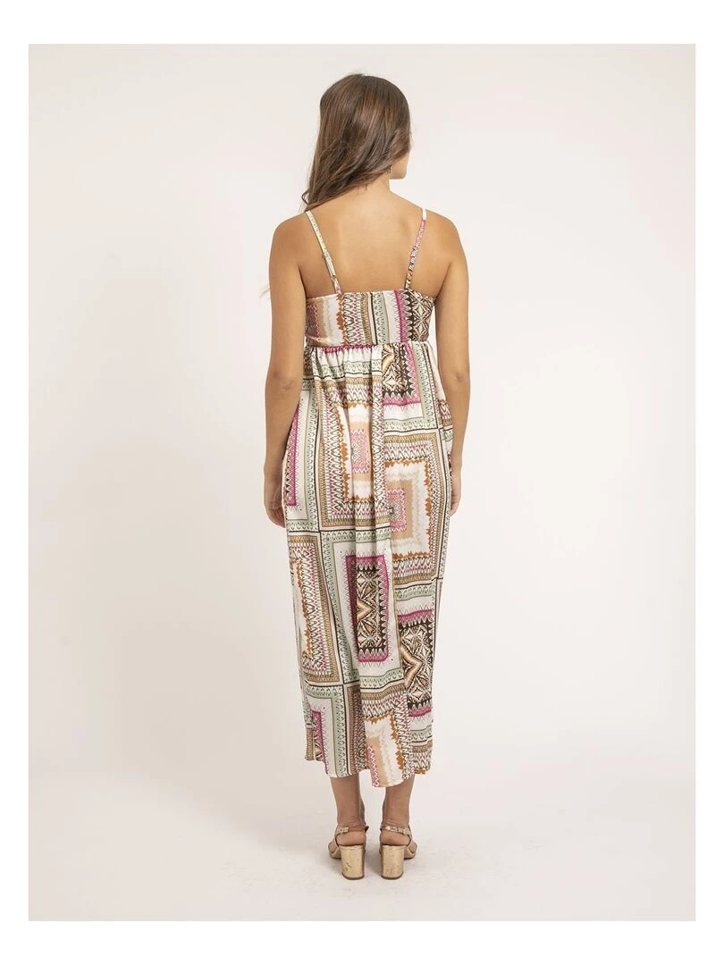 Robe longue motifs IMANI Ecru