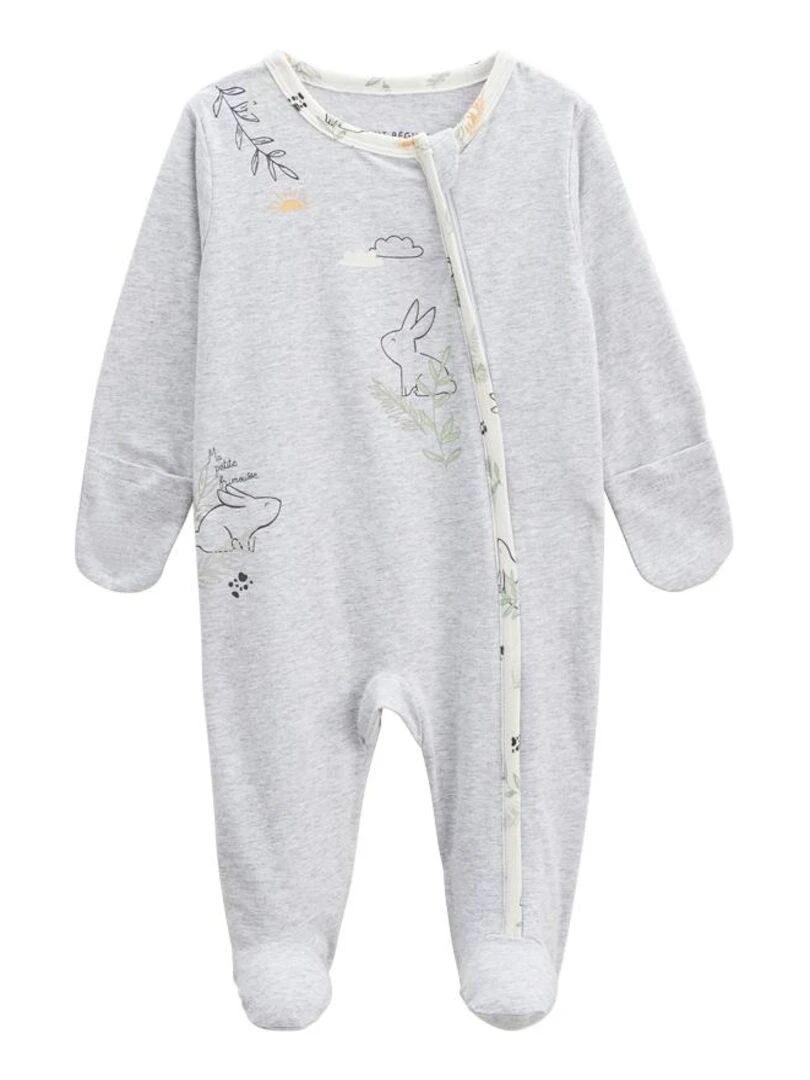 Pyjama bébé ouverture zippée Frimousse Gris Gris