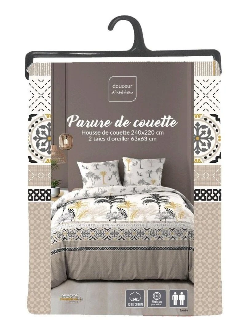 Housse de couette 240x220 + 2 taies Palmerys coton 52 fils   Blanc