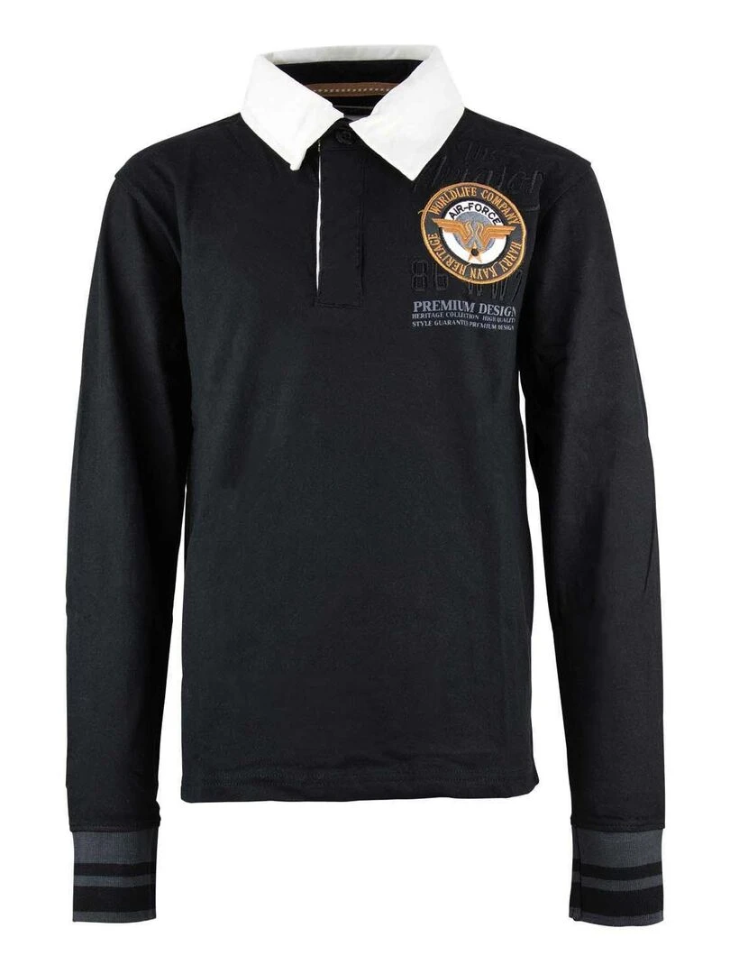 Polo manches longues garçon ECANOPE HARRY KAYN Noir Noir