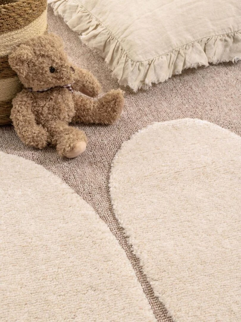 Tapis enfant PATA en polyester doux et soyeux OEKO TEX®   Beige