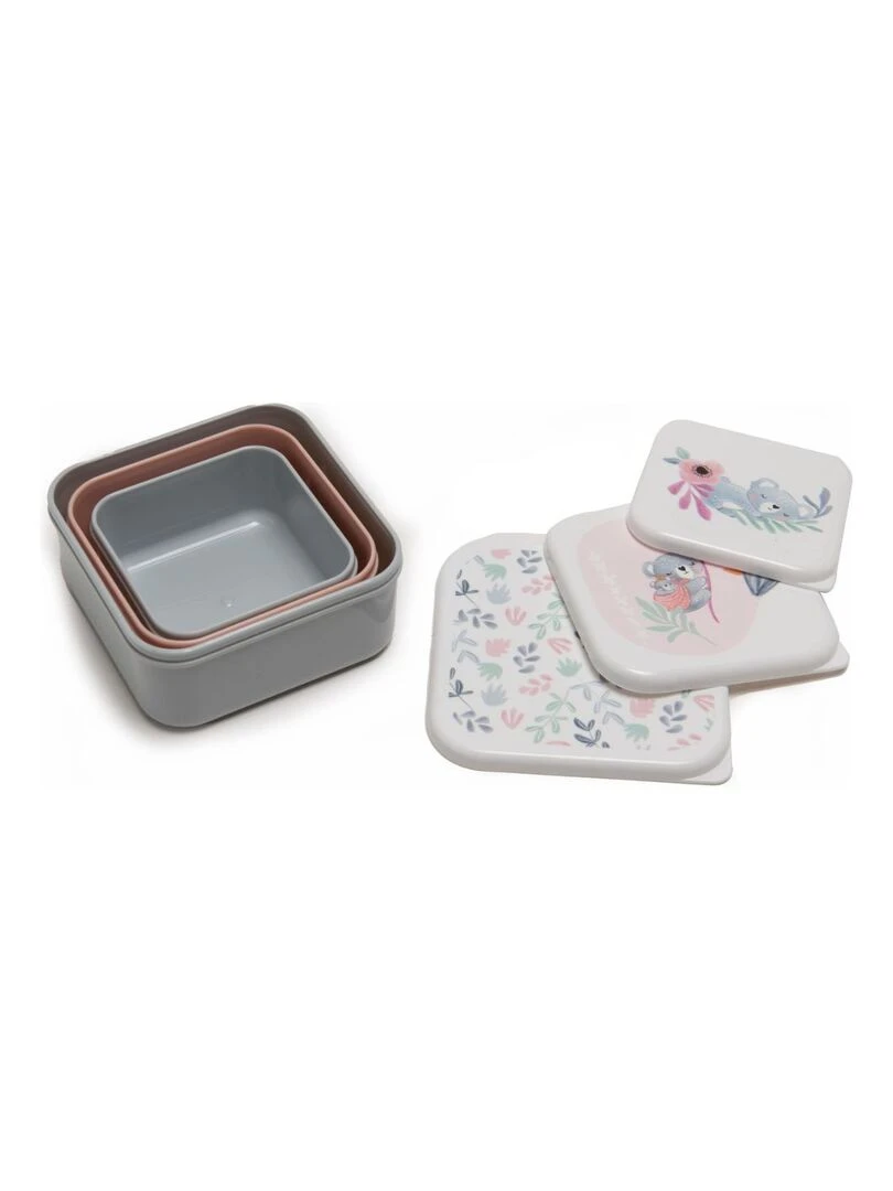 Lot de 3 boîtes à goûter Koala Lila   Rose