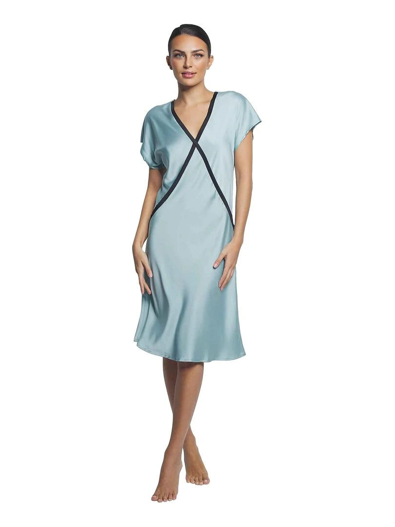 Chemise de nuit manches courtes Satin Vert