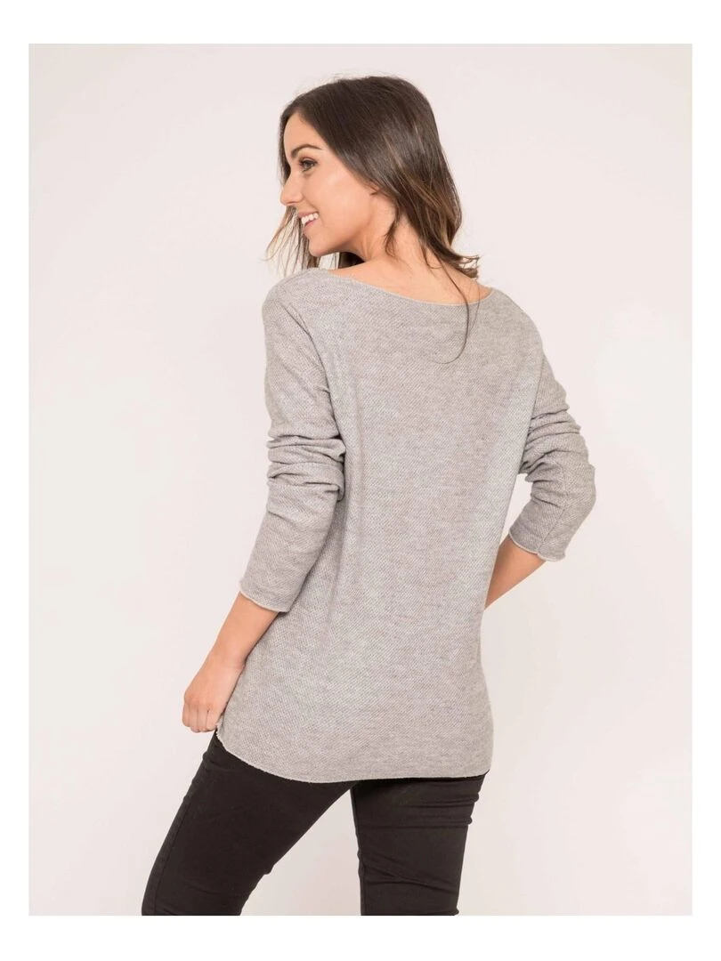 Pull fin col rond KACTUS Gris