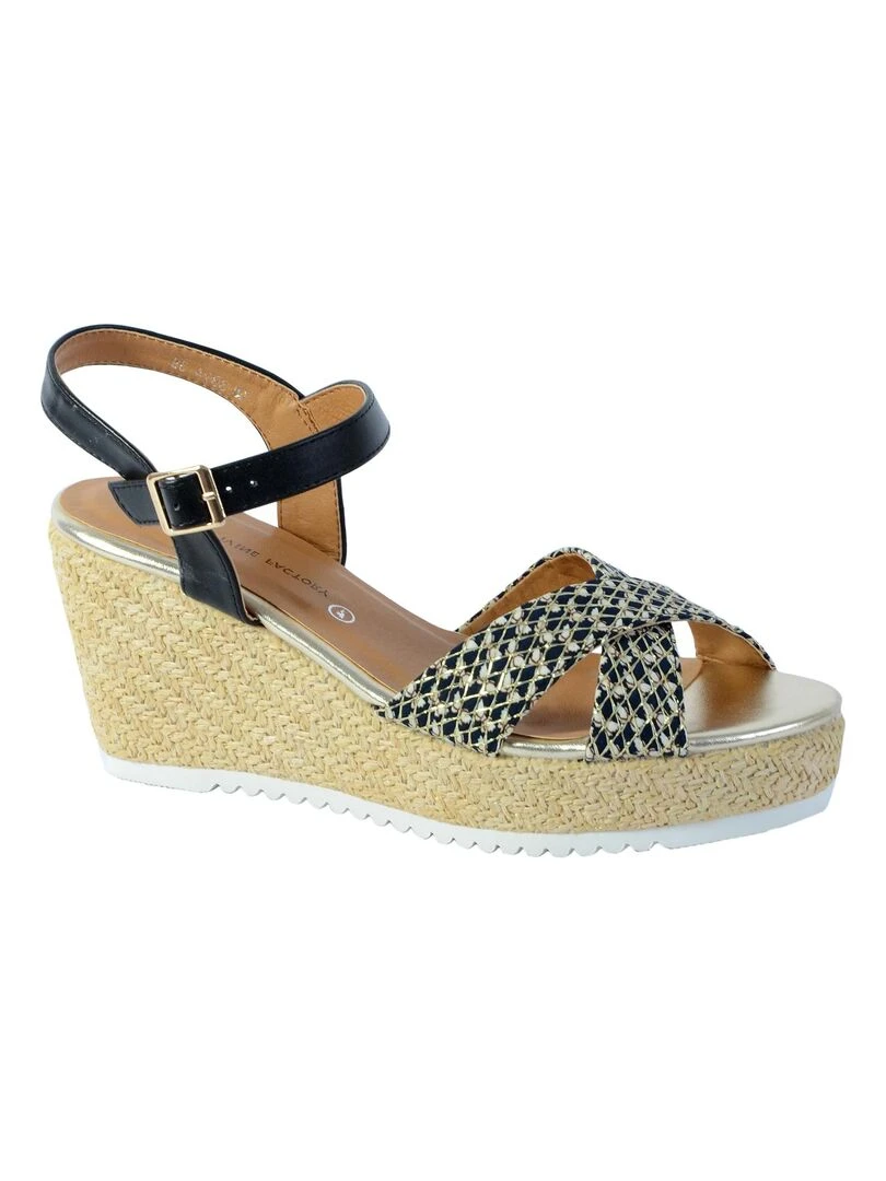 Sandale Compensee The Divine Factory QL3924   Noir