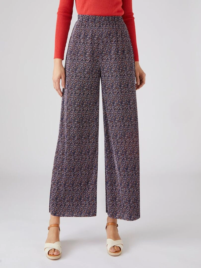 Pantalon 7/8ème maille plissée Damart Bleu marine