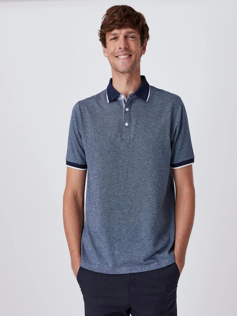 Polo maille jacquard Damart Bleu marine