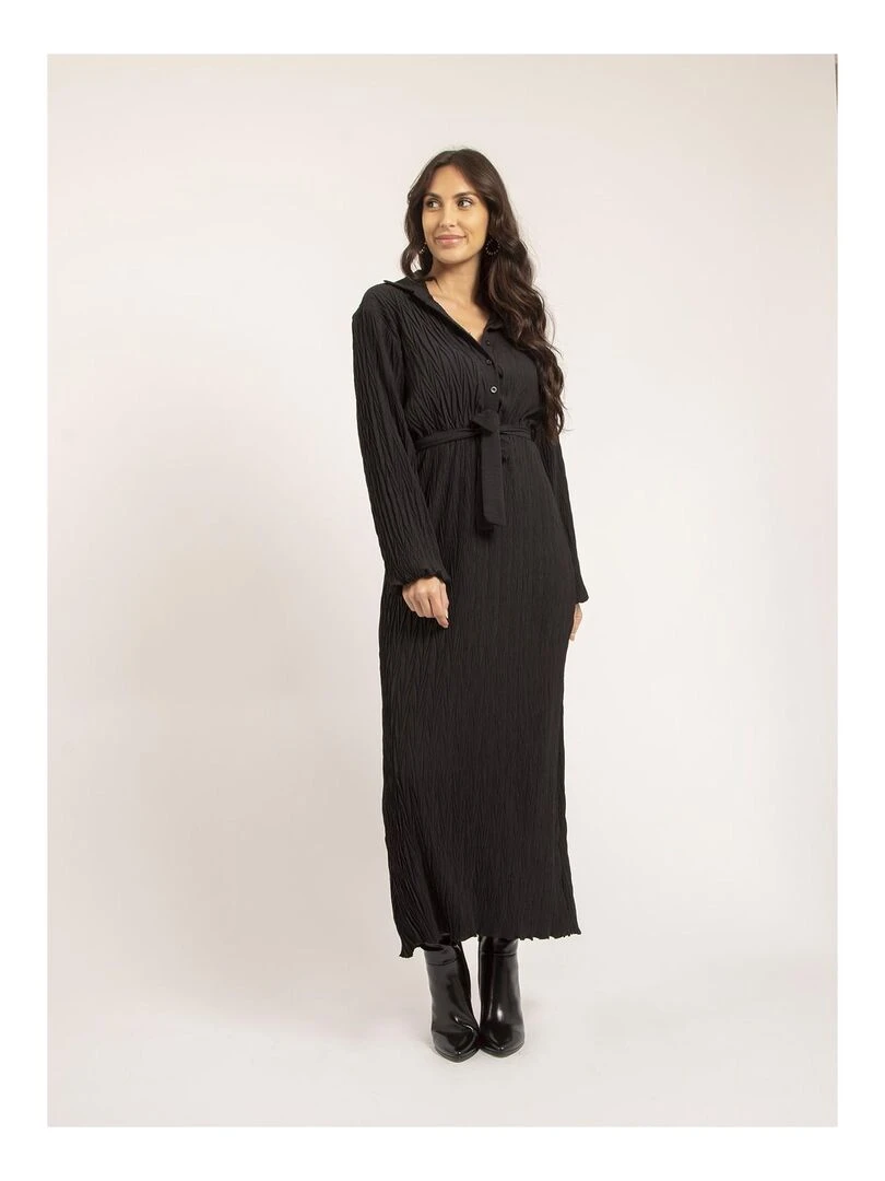 Robe longue texturée IROLISA   Noir
