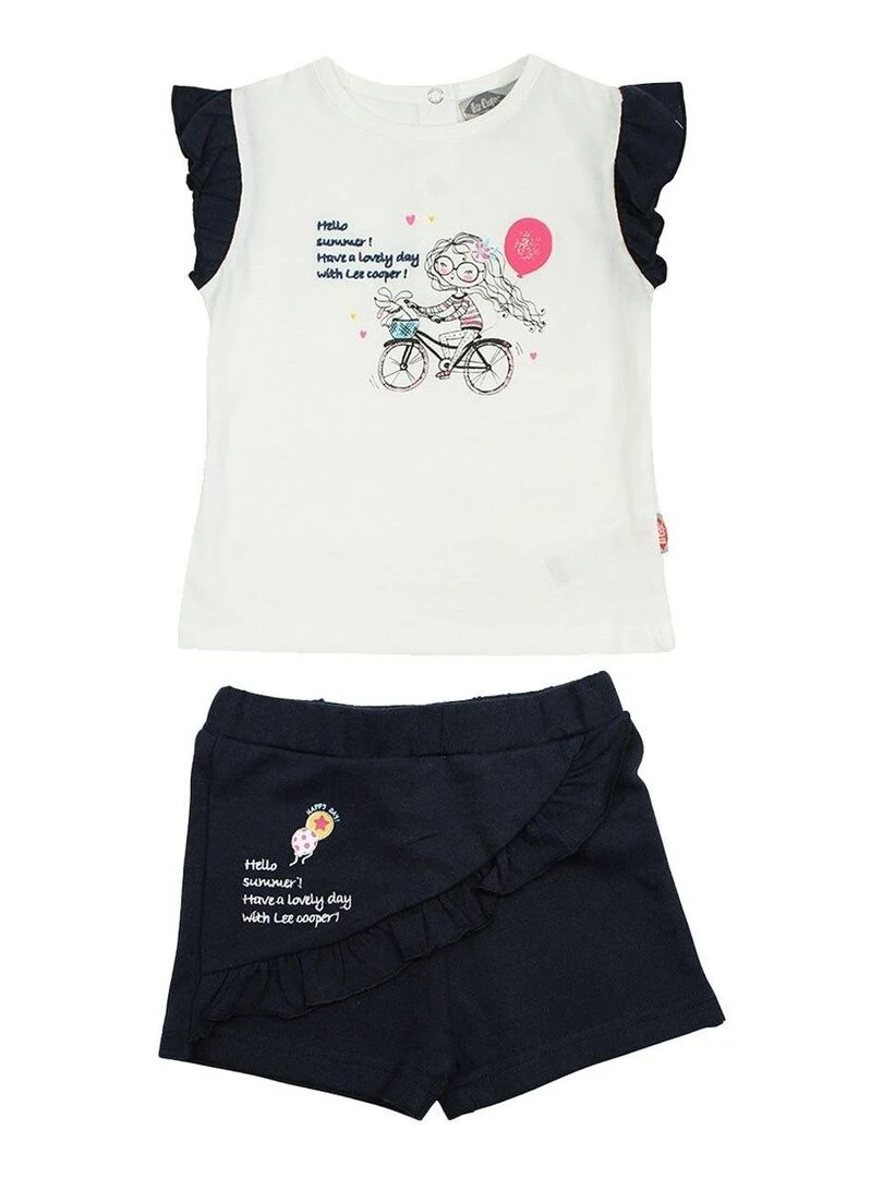 Lee Cooper Ensemble T shirt short bébé fille Imprimé Lee Cooper Bleu marine