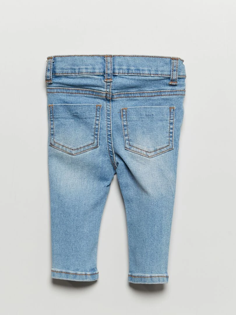 Jean slim stretch à taille ajustable   Bleu clair