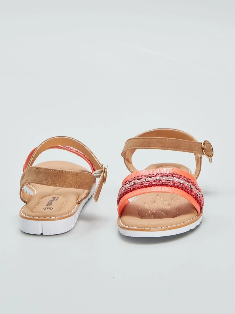 Sandales plates   Rouge