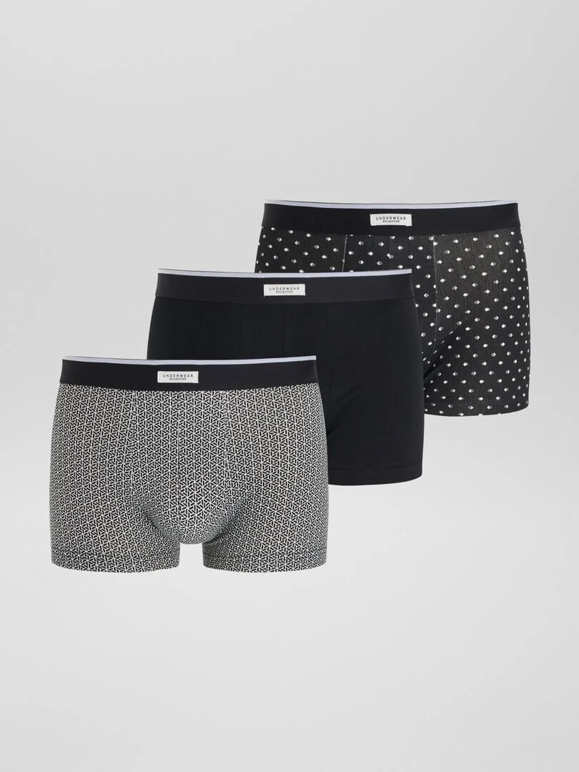 Lot 3 boxers stretch Blanc/noir