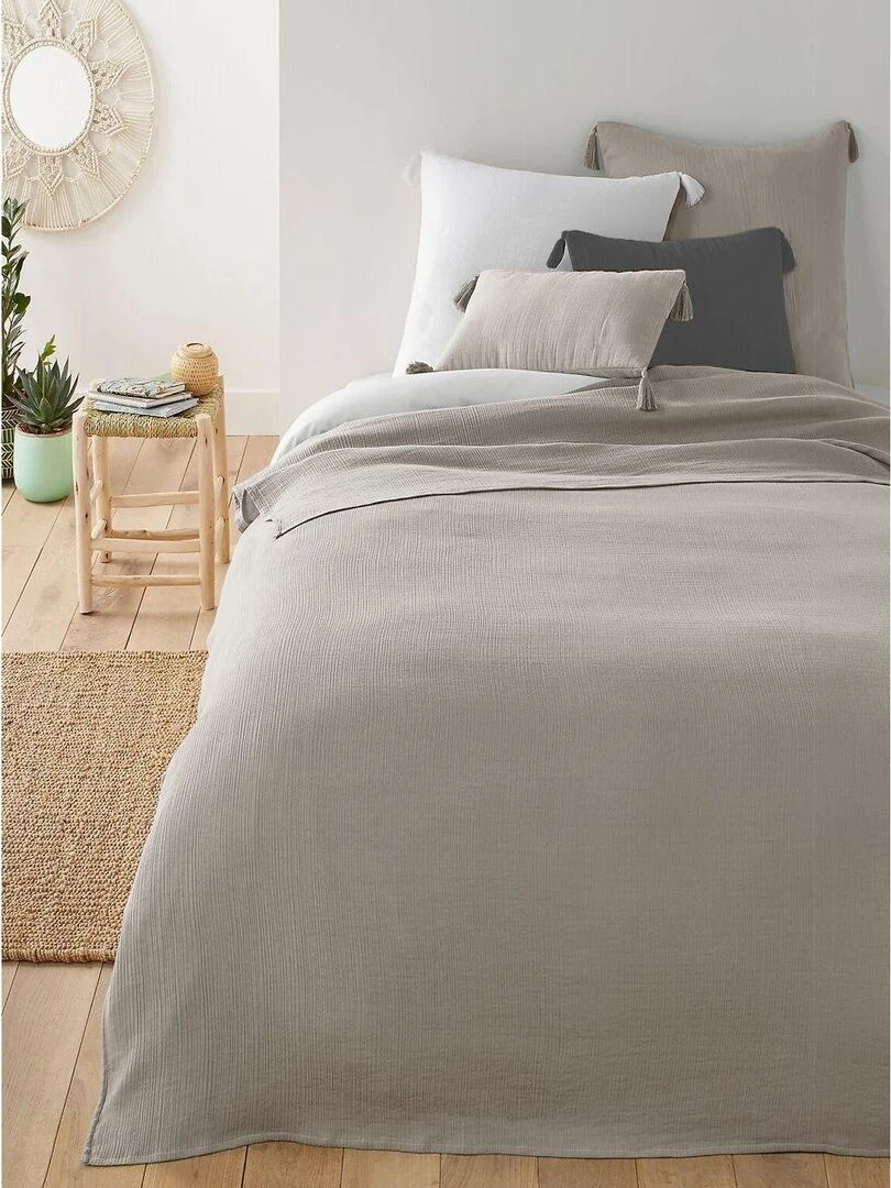 Plaid en double gaze de coton 'Deko&co' Beige