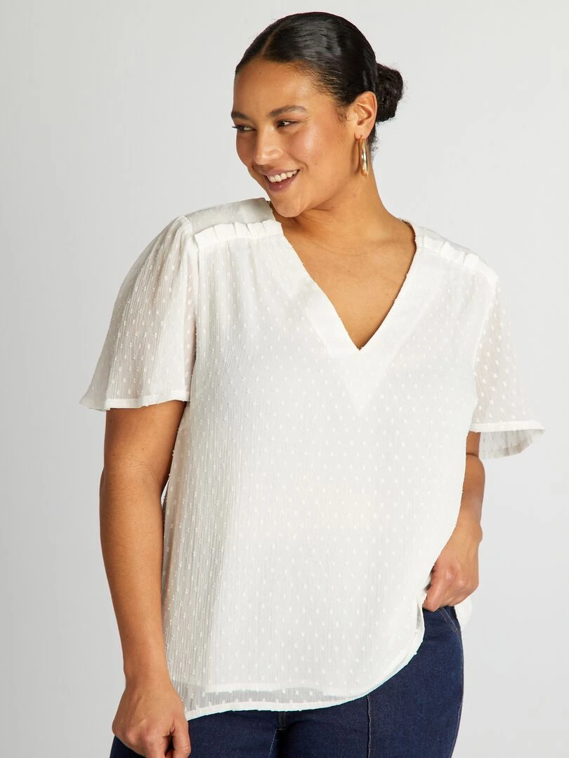 Blouse en voile 'plumetis'   blanc