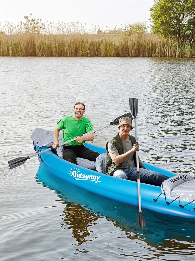 Canoé kayak gonflable 2 personnes   accessoires fournis   PVC bleu gris   Bleu