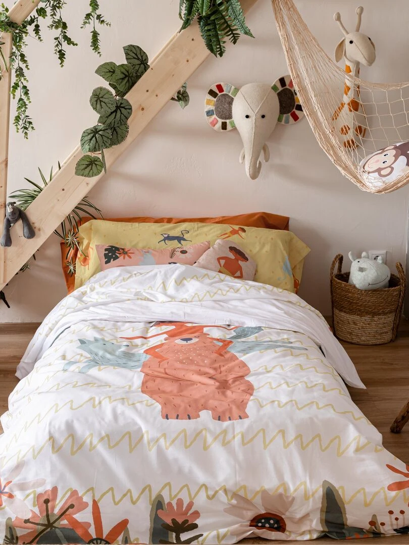 Parure housse de couette 2 pièces Jungle life "Happyfriday" Multicolore