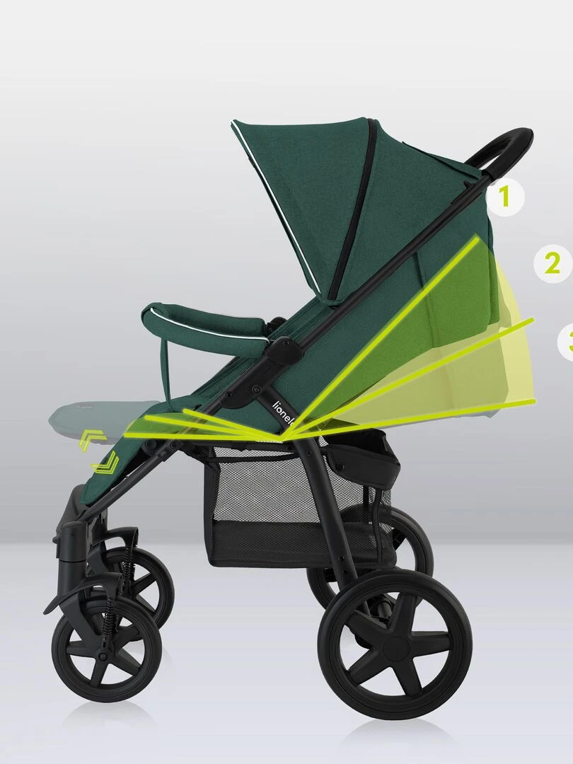 LIONELO Annet Plus Poussette canne universelle Jusqu'à 22 kg Vert Noir Vert Noir