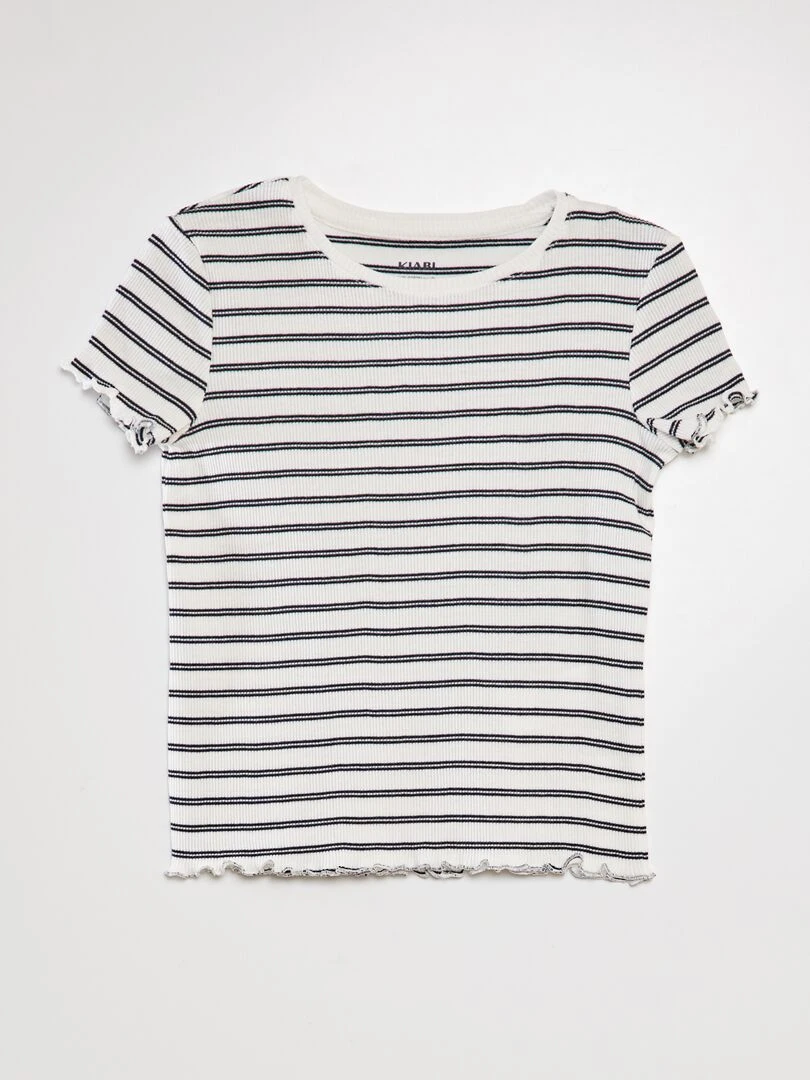T shirt manches courtes rayées BLANC