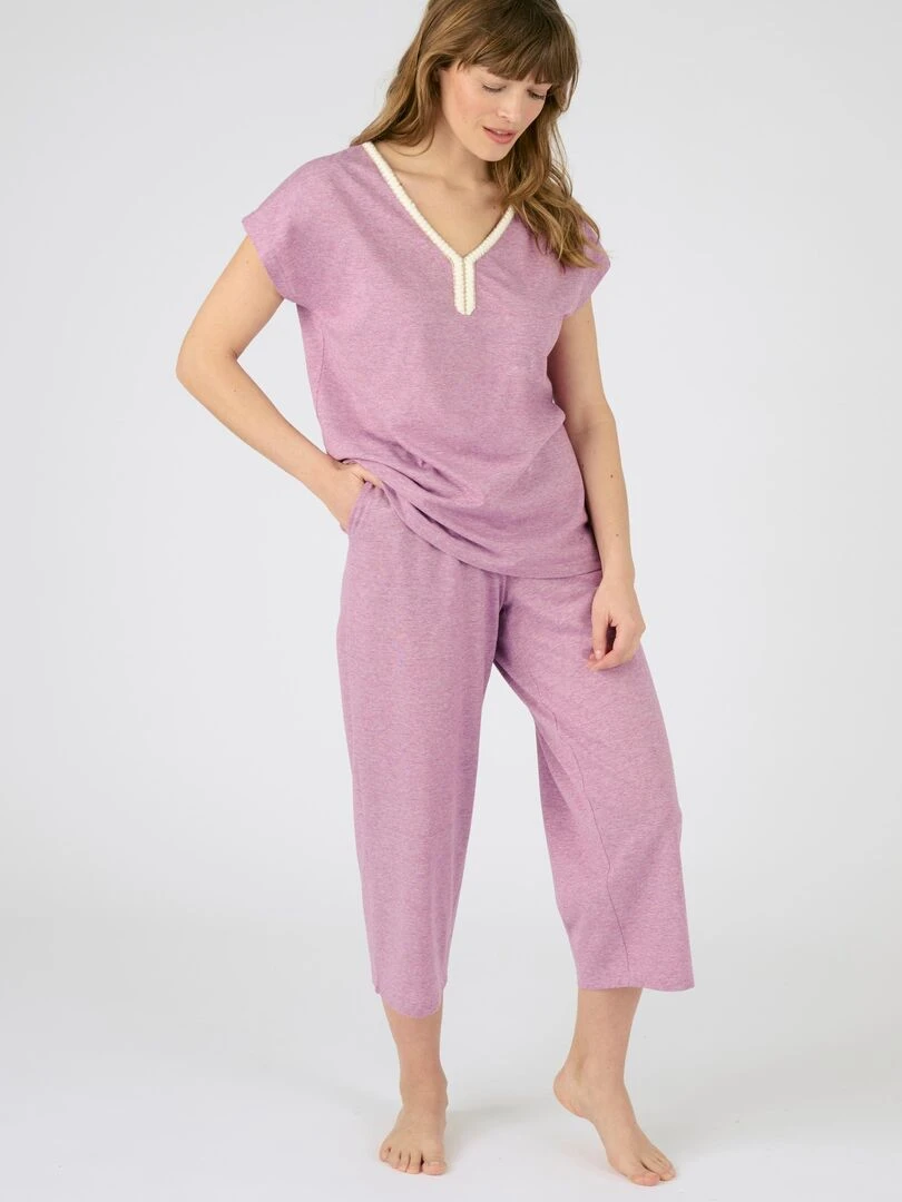 Pyjacourt détails tressés maille jersey recyclée* Climatyl Damart Violet