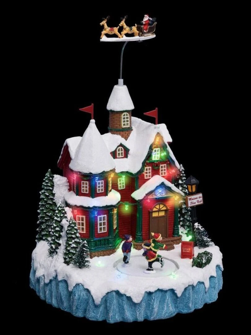 Village de Noël Maison du Père Noël 22 LED Rouge