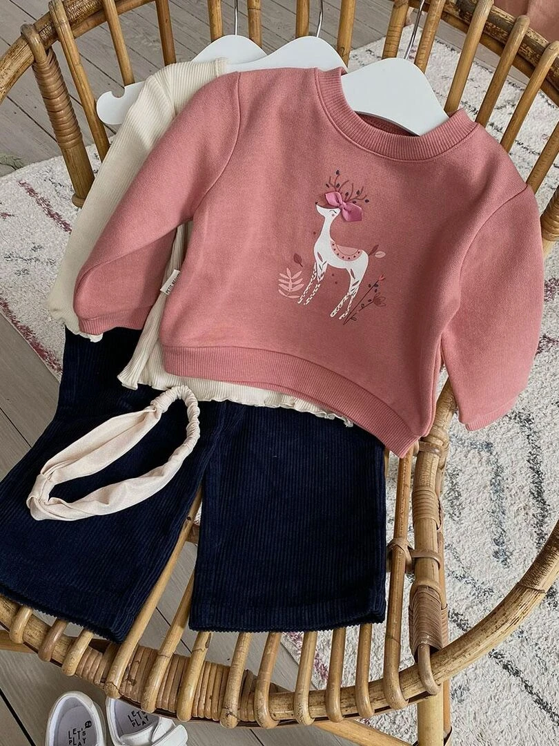 Sweat shirt en molleton bébé fille Nola   Rose