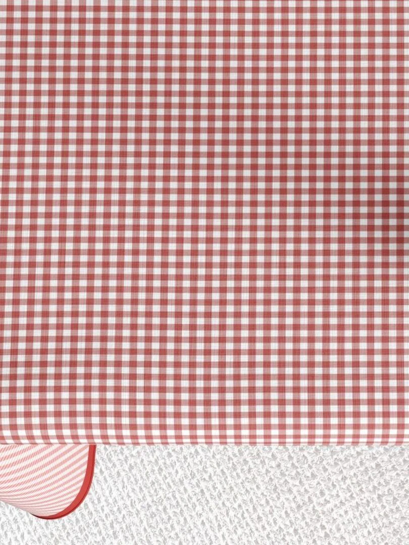 Nappe rectangulaire anti tache en Coton   Vichy Rouge   Rouge