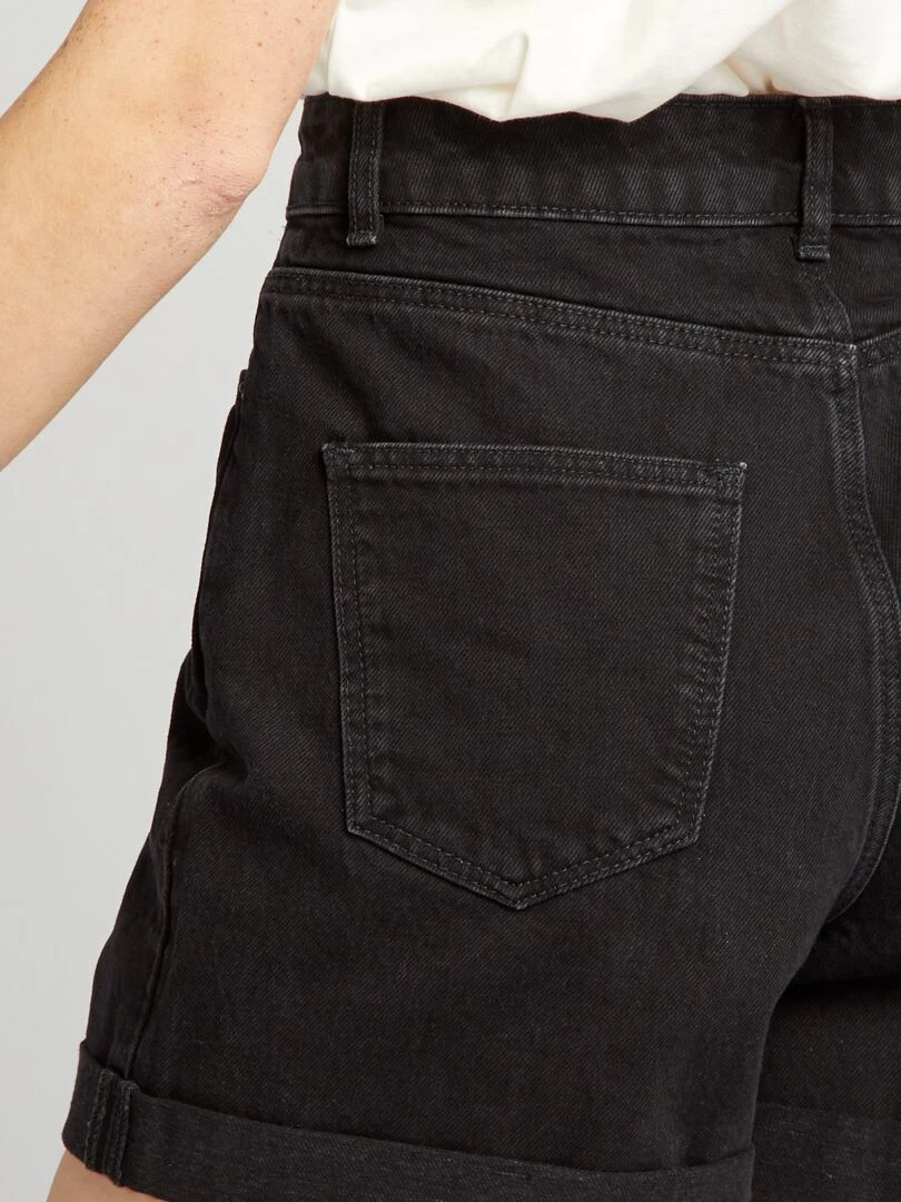 Short en denim taille haute   Noir
