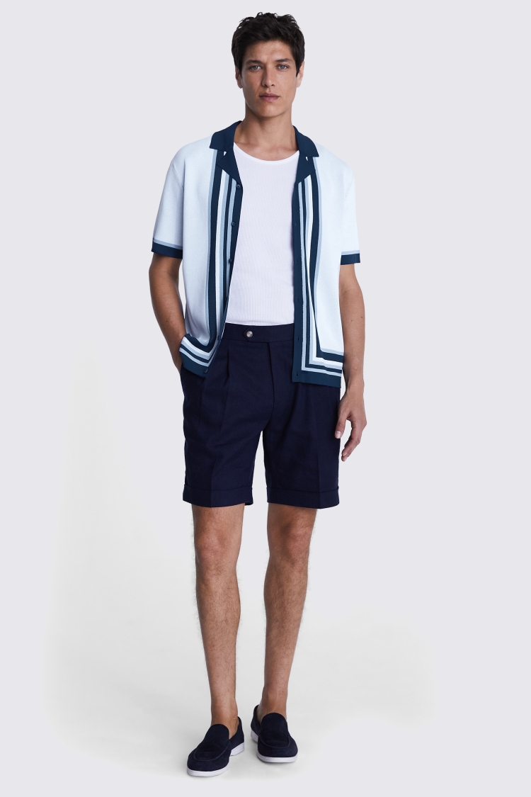 Tailored Fit White Linen Grandad Collar Shirt   Buy Online at Moss
