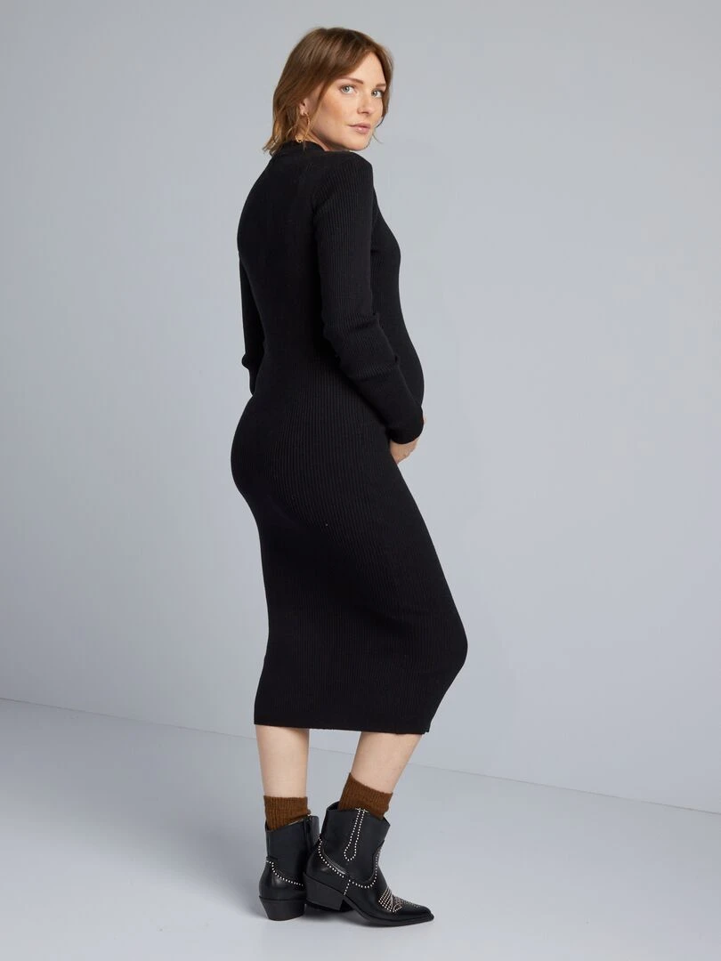 Robe midi grossesse à col montant   noir