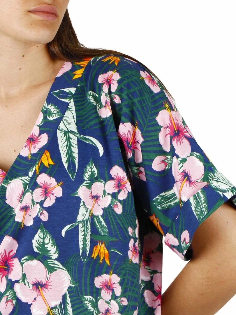 Robe de plage manches courtes Hawaii   Bleu marine