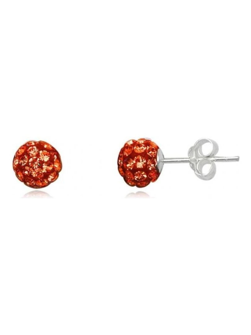 clou d'oreilles argent et strass Bijoucolor Rouge