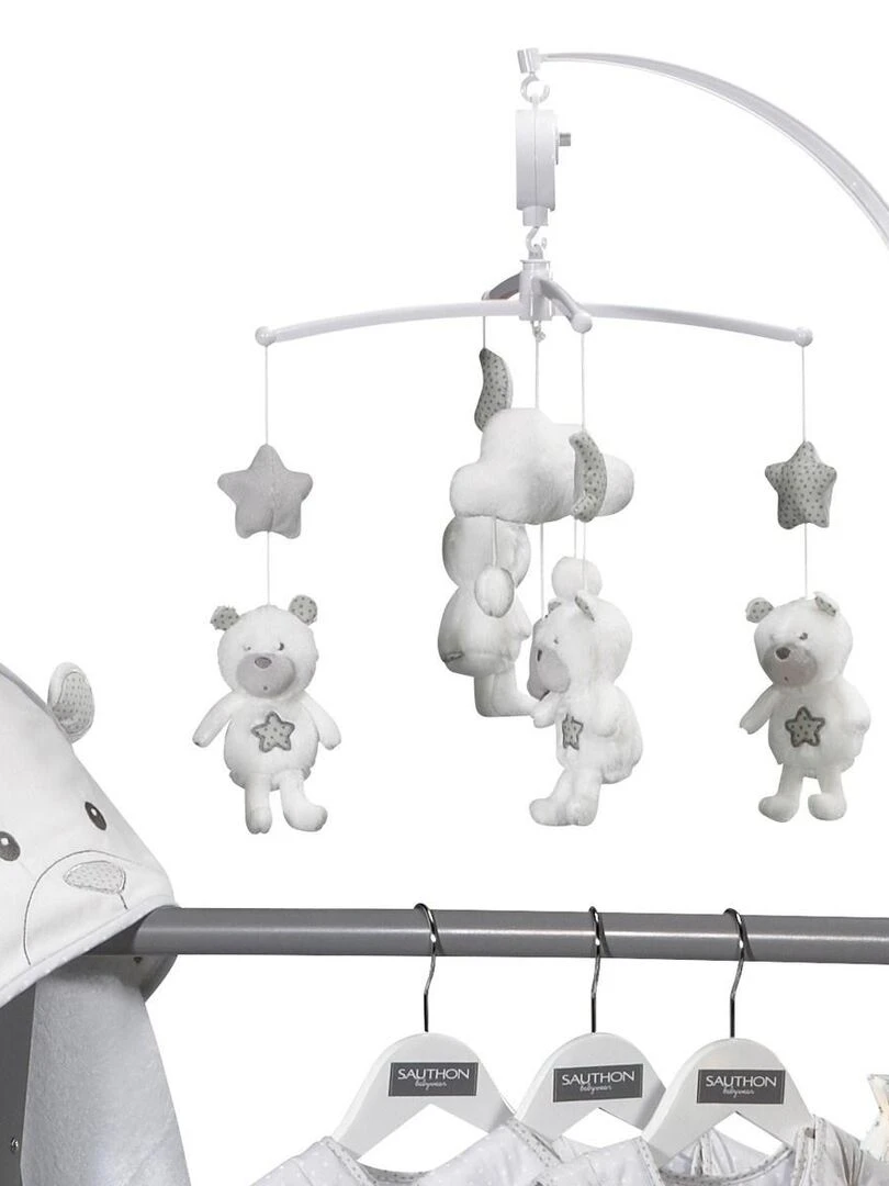 Mobile musical bébé Ours en polyester blanc   SAUTHON   Blanc