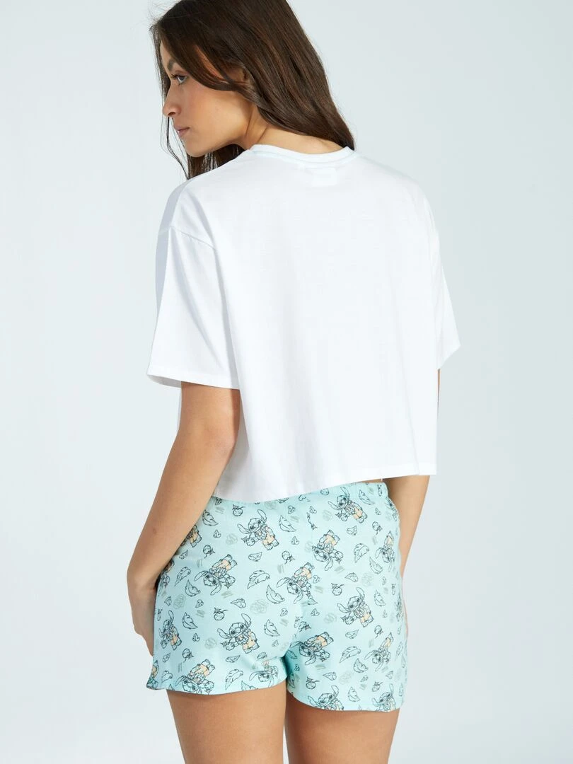 Pyjama court 'Stitch'   2 pièces   Bleu/blanc