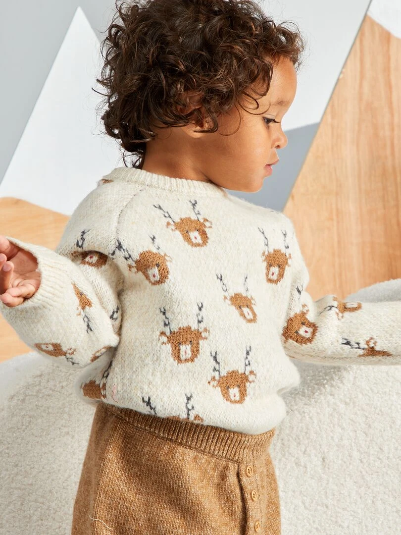 Pull de Noël avec motif fantaisie Beige