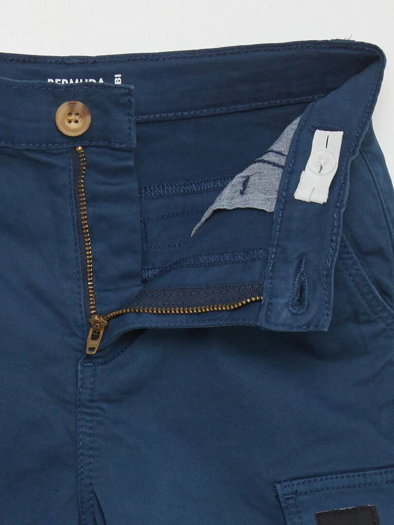 Bermuda droit à taille ajustable avec poches   Marine