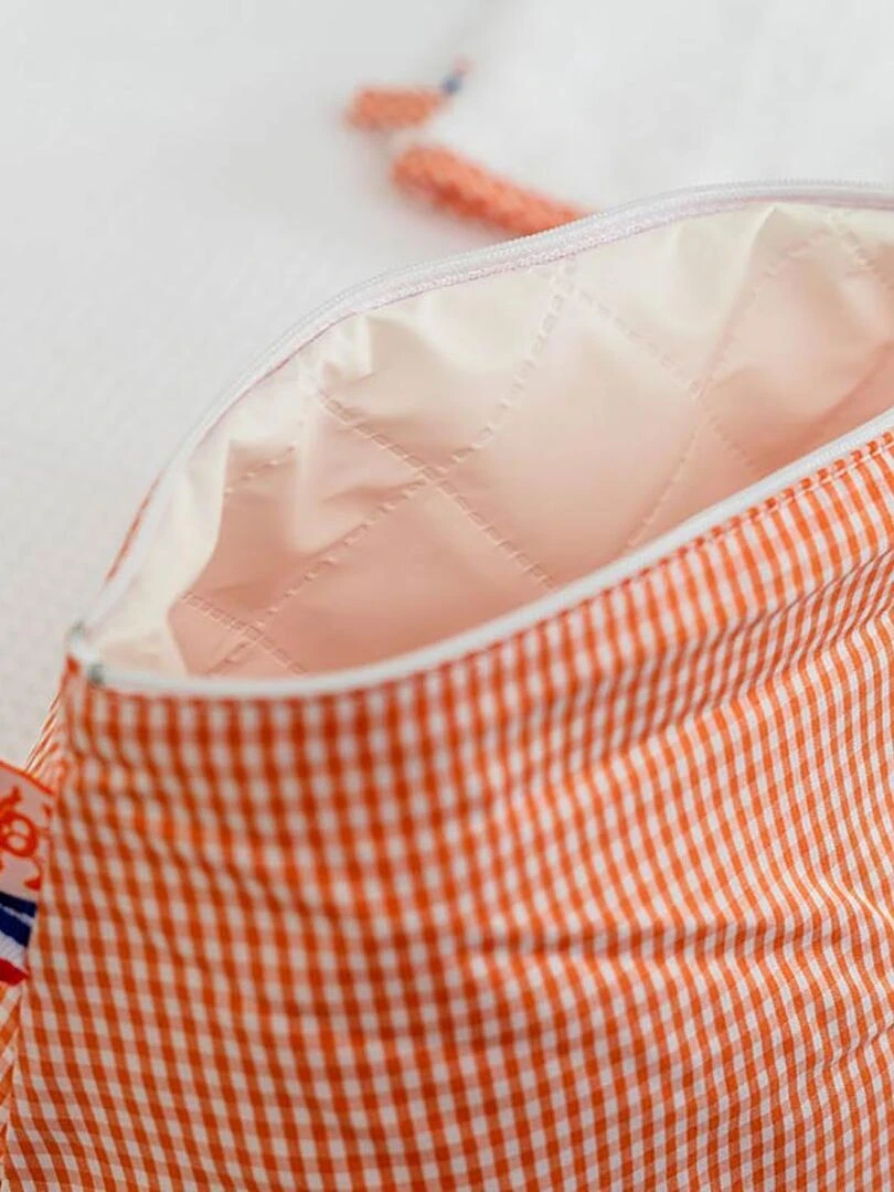 Trousse de Toilette en Coton Bio Vichy Orange