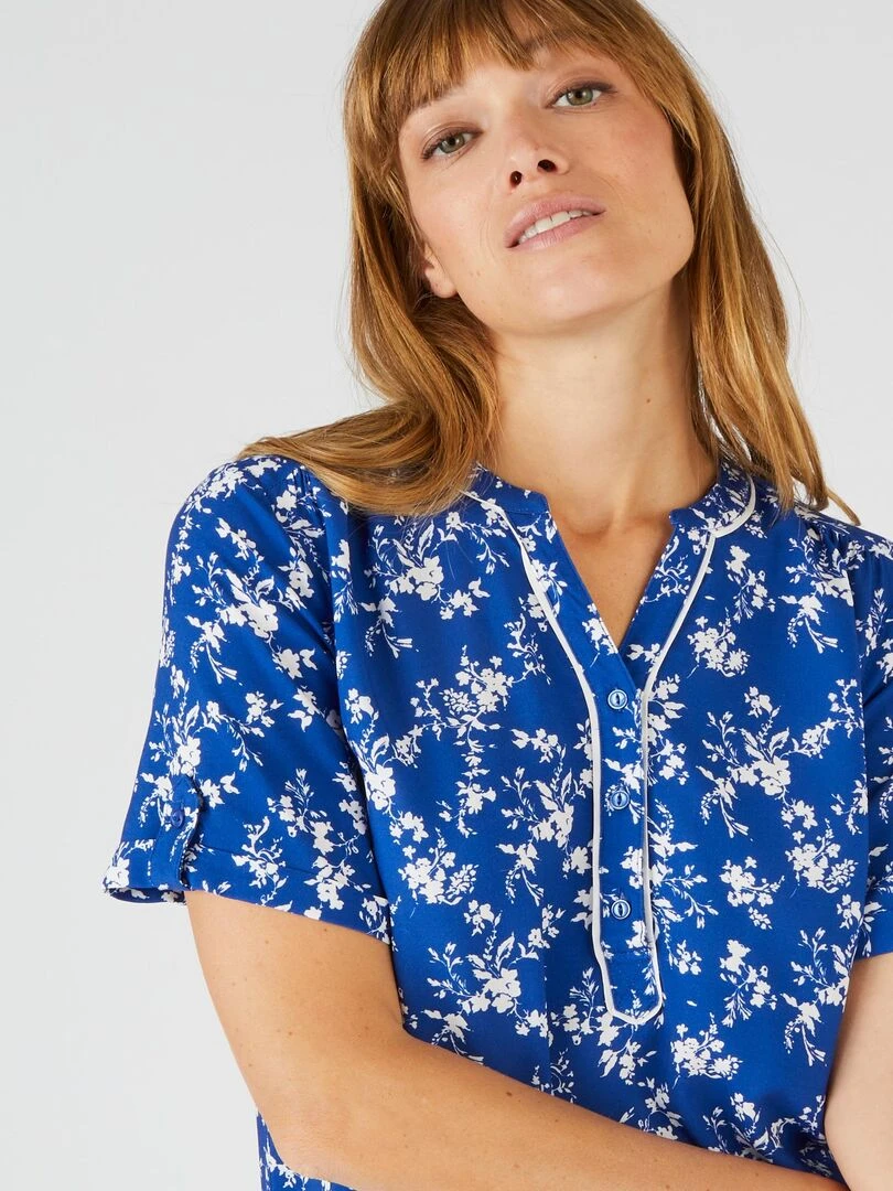 Tunique imprimé floral   Damart   Bleu