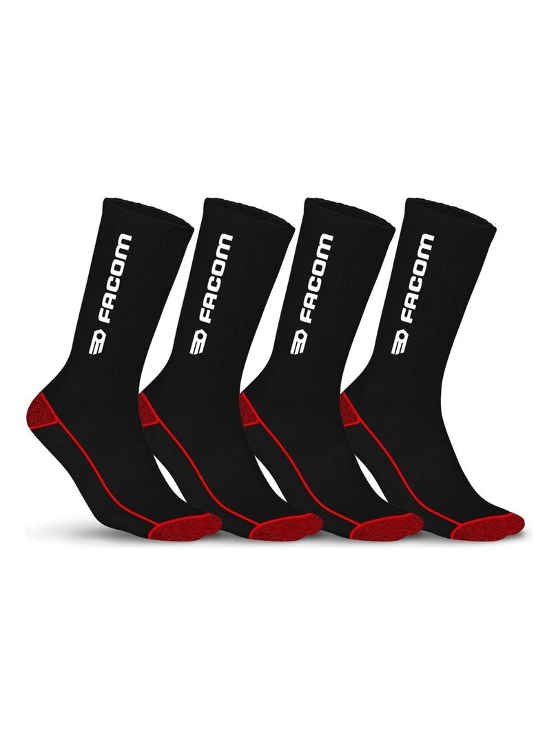 Lot de 4 paires de Chaussettes de travail Crew Saf Facom Noir