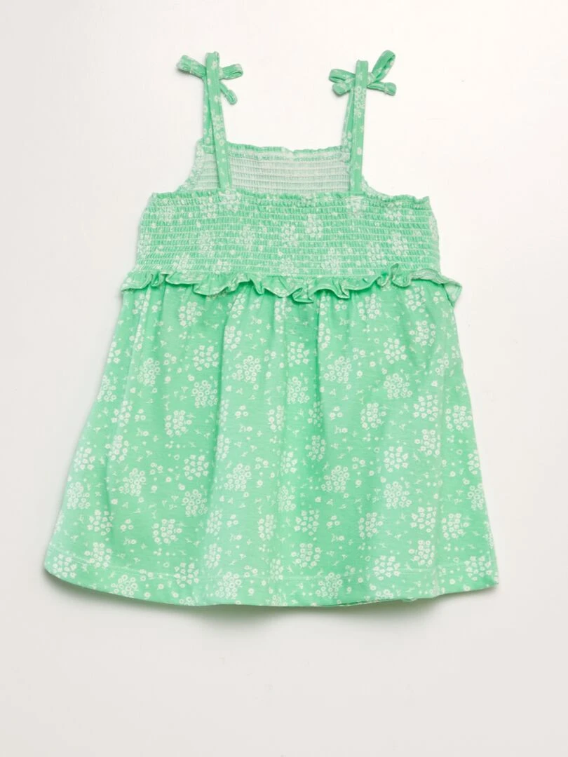 Robe à bretelles avec base volantée VERT